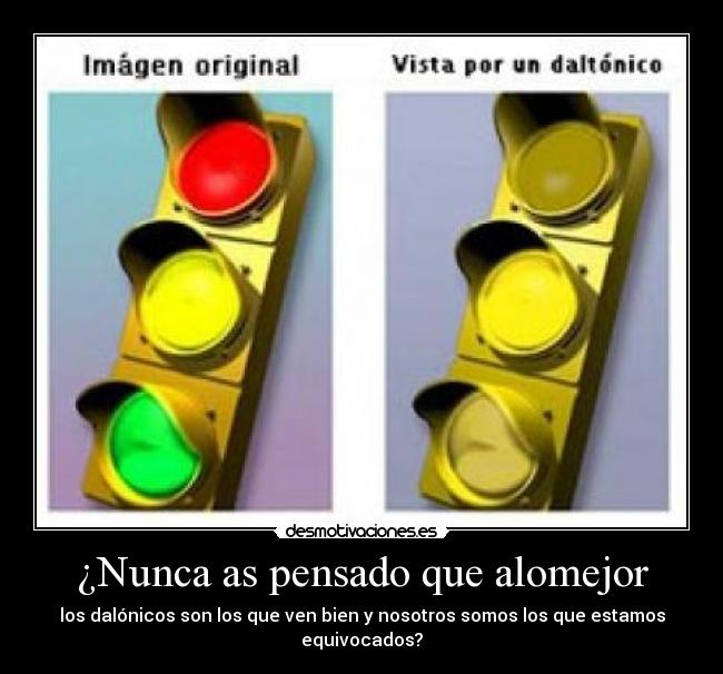 ¿Nunca as pensado que alomejor - los dalónicos son los que ven bien y nosotros somos los que estamos equivocados?