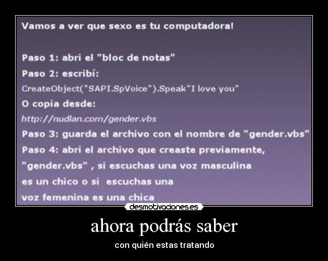 ahora podrás saber - 