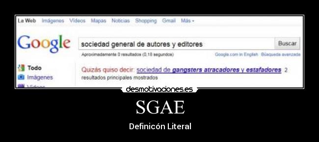 SGAE - Definicón Literal