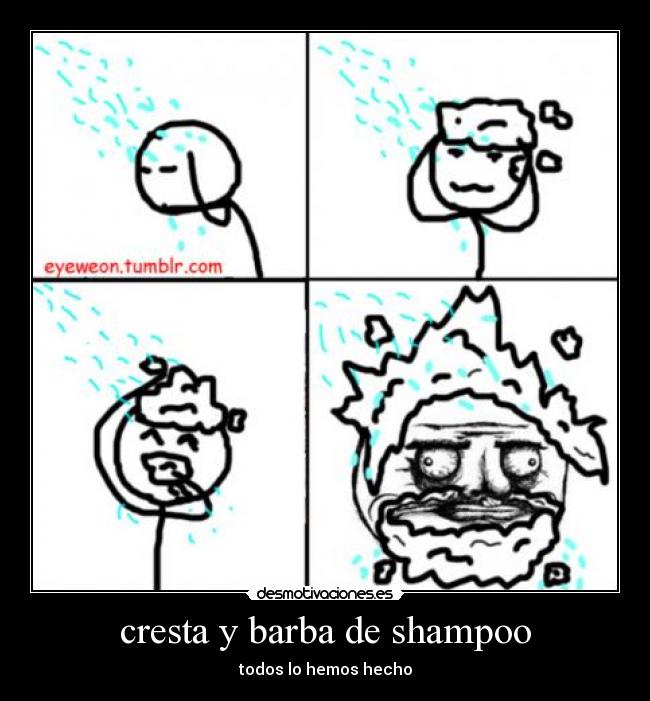 cresta y barba de shampoo -