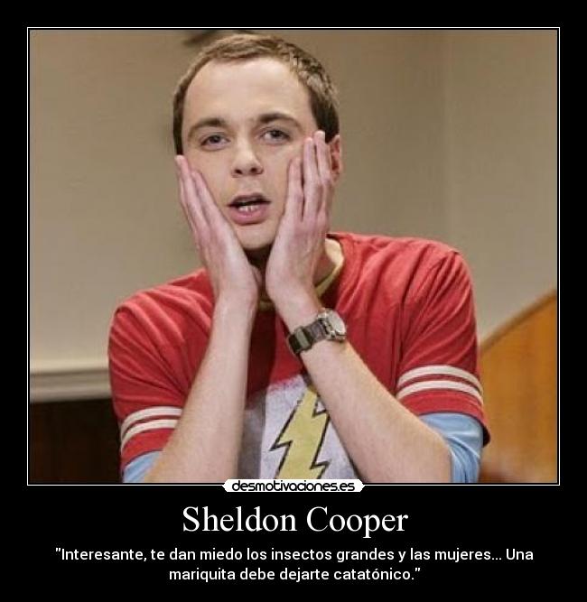 Sheldon Cooper - Interesante, te dan miedo los insectos grandes y las mujeres... Una
mariquita debe dejarte catatónico.