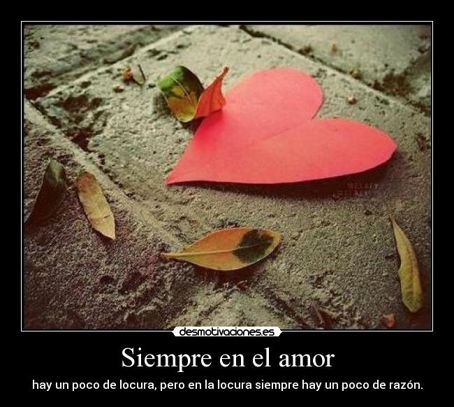 Siempre en el amor - hay un poco de locura, pero en la locura siempre hay un poco de razón.