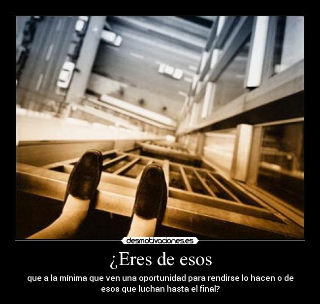 ¿Eres de esos - que a la mínima que ven una oportunidad para rendirse lo hacen o de
esos que luchan hasta el final?