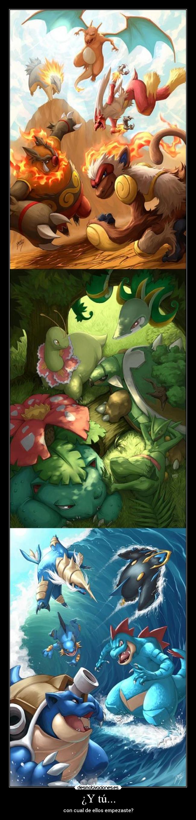 carteles pokemon inicial agua fuego planta desmotivaciones