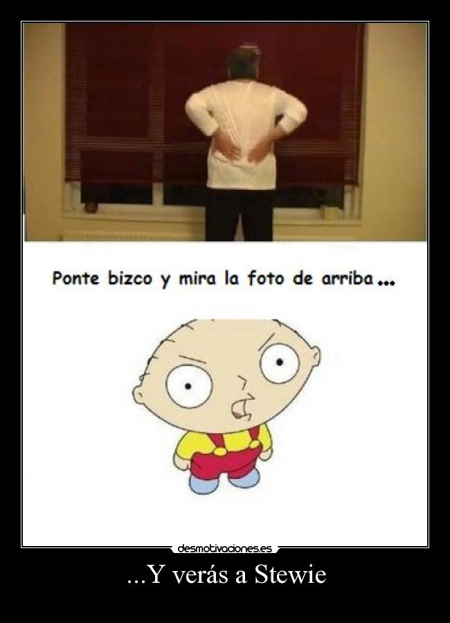 carteles lol stewie griffin bizco mirar lwffrap ilusion desmotivaciones