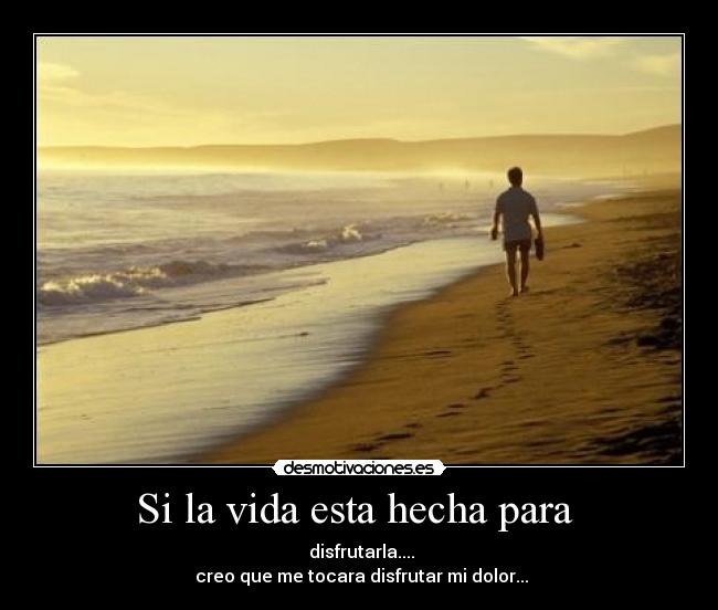 Si la vida esta hecha para - disfrutarla....
creo que me tocara disfrutar mi dolor...