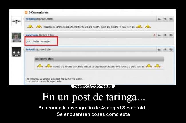 En un post de taringa... - Buscando la discografía de Avenged Sevenfold...
Se encuentran cosas como esta
