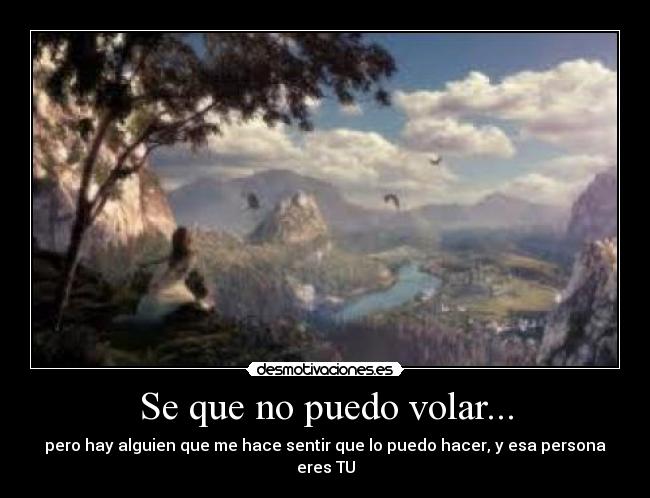 Se que no puedo volar... - pero hay alguien que me hace sentir que lo puedo hacer, y esa persona eres TU