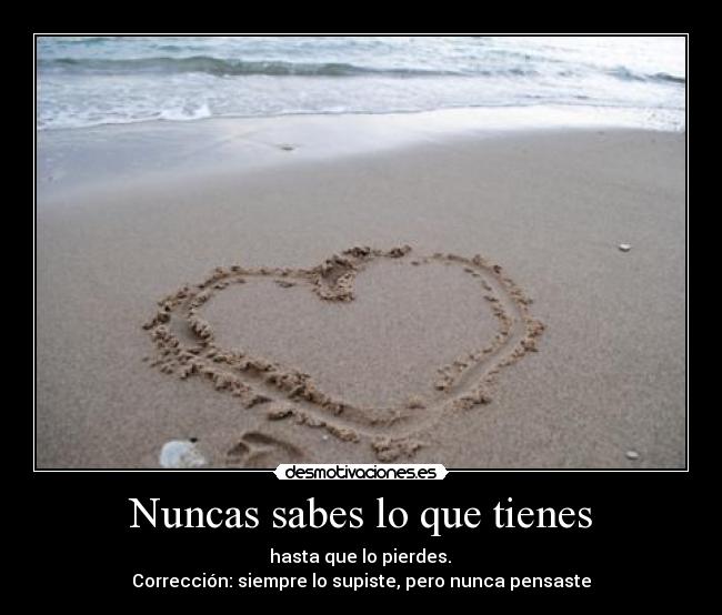 Nuncas sabes lo que tienes -  hasta que lo pierdes. 
Corrección: siempre lo supiste, pero nunca pensaste