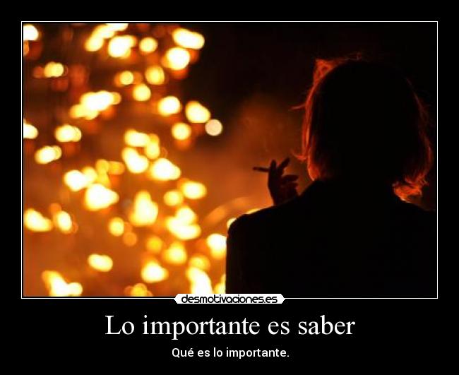 Lo importante es saber - Qué es lo importante.