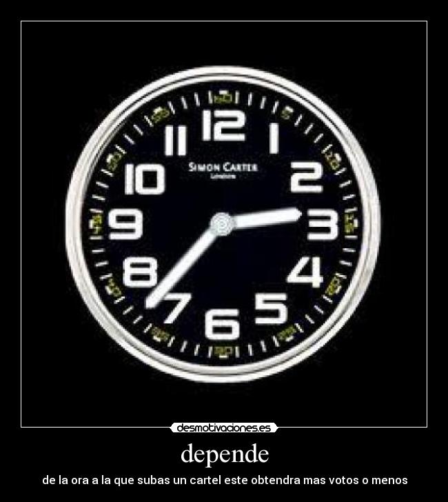 depende - de la ora a la que subas un cartel este obtendra mas votos o menos