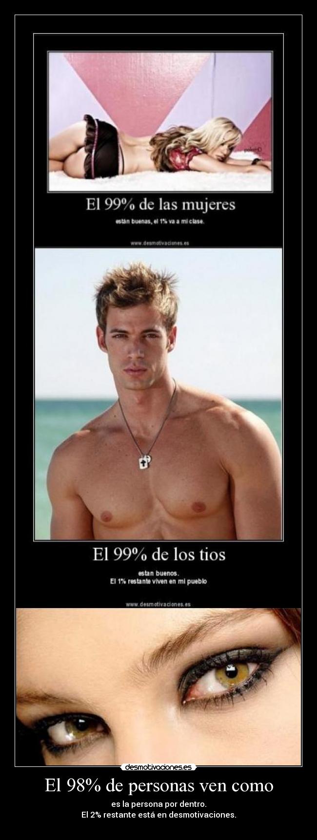 El 98% de personas ven como - es la persona por dentro.
El 2% restante está en desmotivaciones.