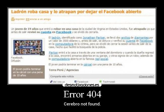 Error 404 - Cerebro not found.