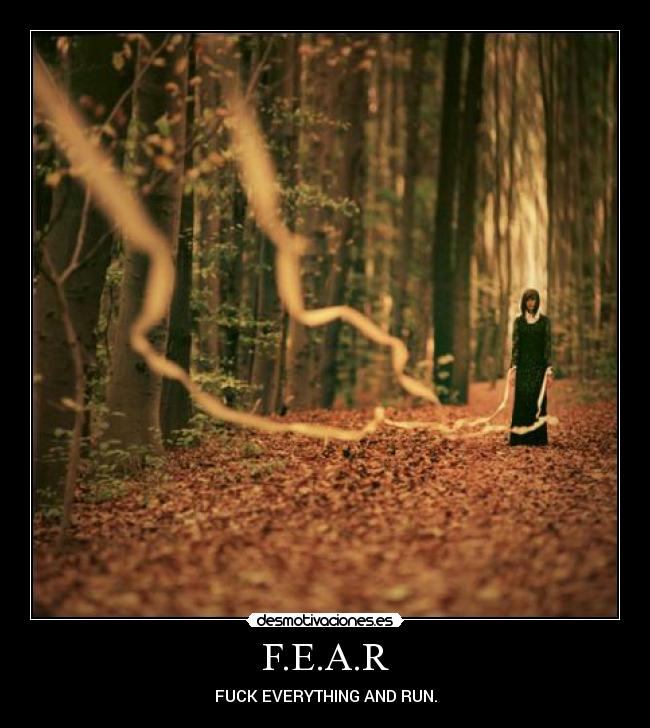 F.E.A.R - FUCK EVERYTHING AND RUN.