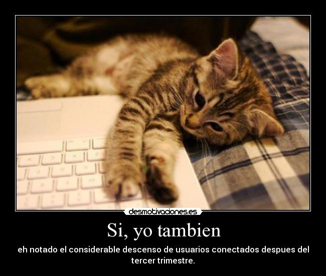 Si, yo tambien - eh notado el considerable descenso de usuarios conectados despues del
tercer trimestre.