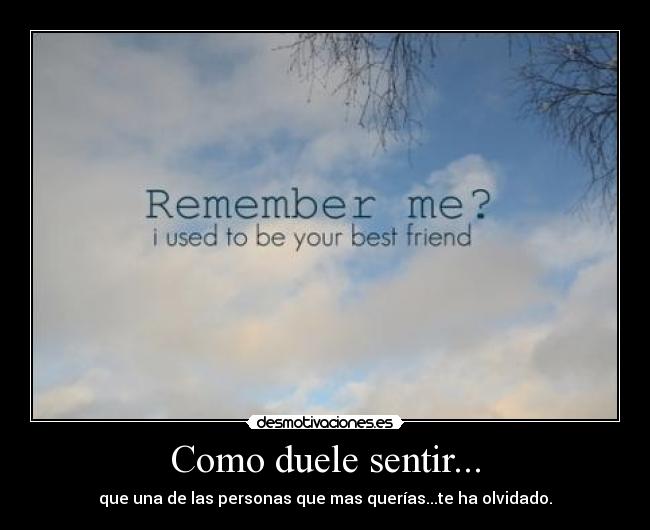 Como duele sentir... - que una de las personas que mas querías...te ha olvidado.