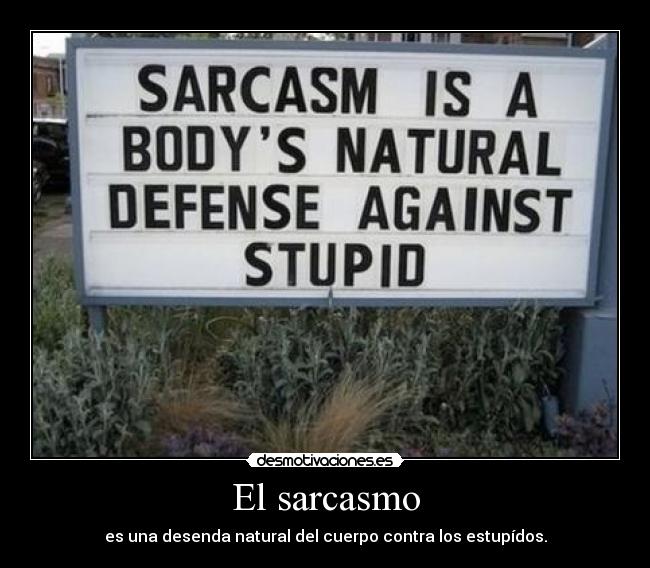 El sarcasmo - es una desenda natural del cuerpo contra los estupídos.