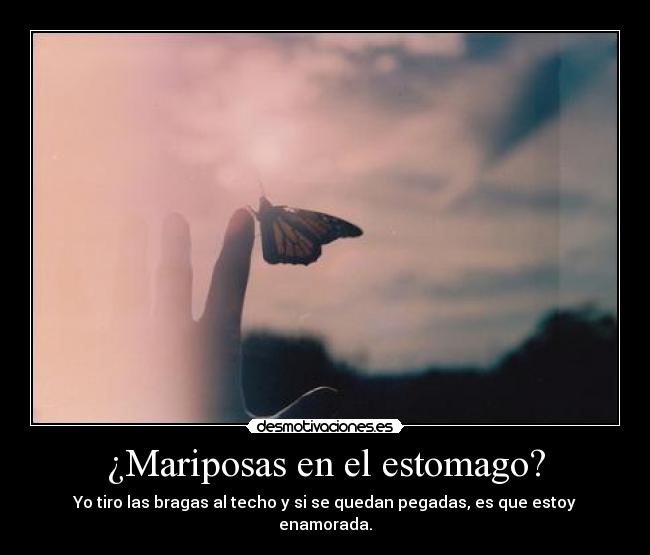 ¿Mariposas en el estomago? - Yo tiro las bragas al techo y si se quedan pegadas, es que estoy enamorada.
