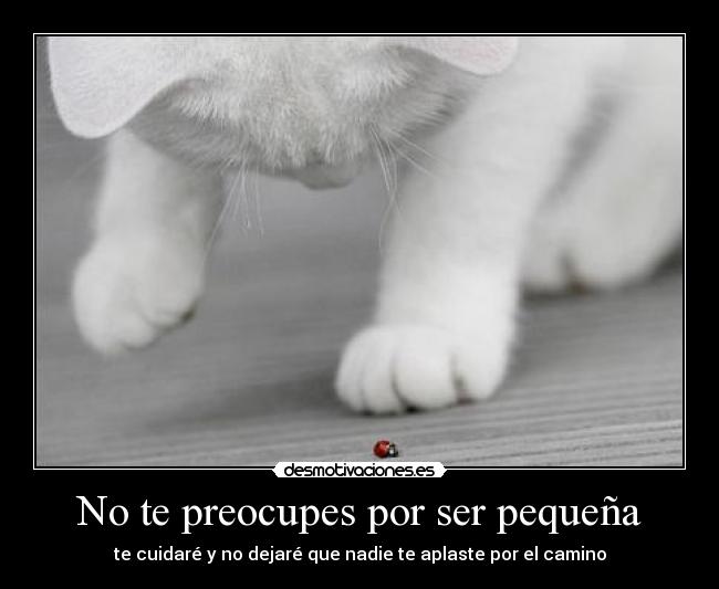 No te preocupes por ser pequeña - te cuidaré y no dejaré que nadie te aplaste por el camino