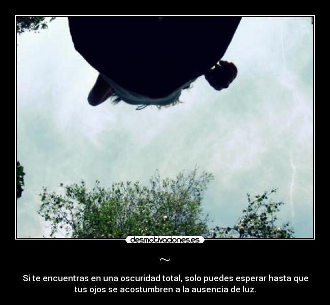~ - Si te encuentras en una oscuridad total, solo puedes esperar hasta que
tus ojos se acostumbren a la ausencia de luz.