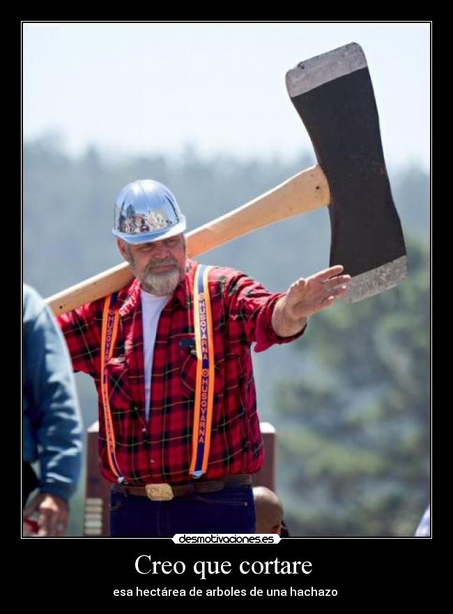 Creo que cortare - esa hectárea de arboles de una hachazo
