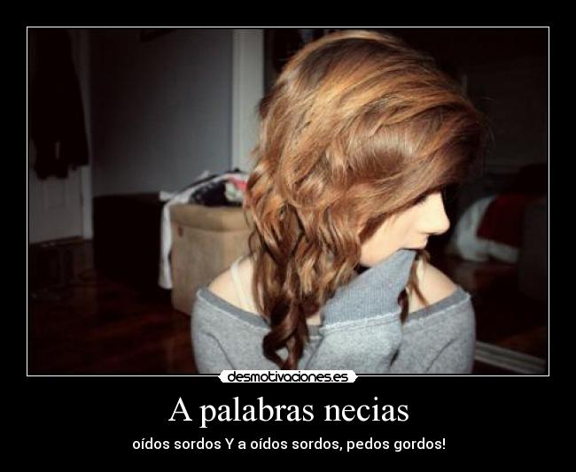 A palabras necias - oídos sordos Y a oídos sordos, pedos gordos!
