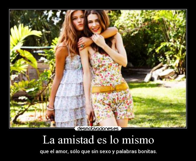 La amistad es lo mismo - que el amor, sólo que sin sexo y palabras bonitas.