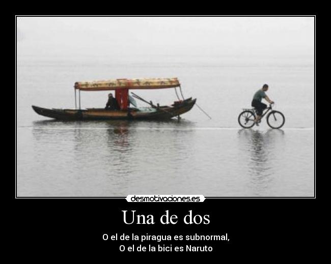 Una de dos - O el de la piragua es subnormal,
O el de la bici es Naruto