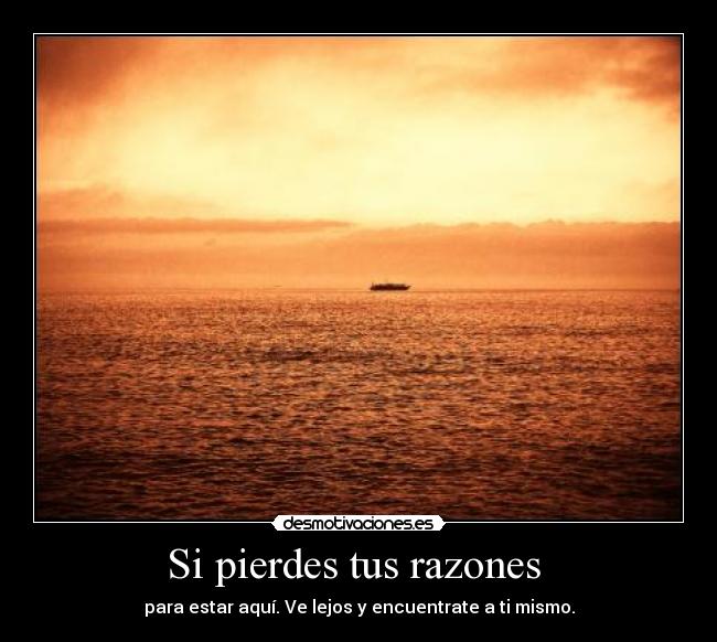 Si pierdes tus razones - para estar aquí. Ve lejos y encuentrate a ti mismo.