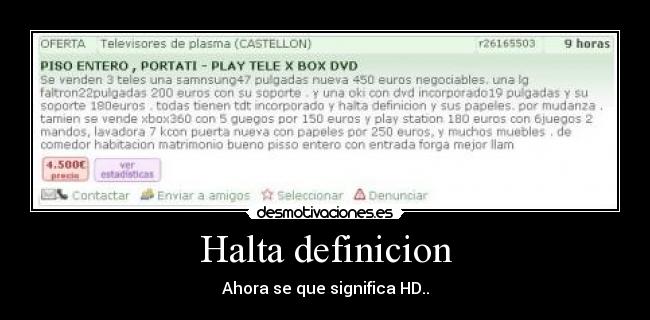 Halta definicion - Ahora se que significa HD..