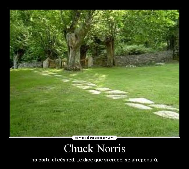 Chuck Norris - no corta el césped. Le dice que si crece, se arrepentirá.