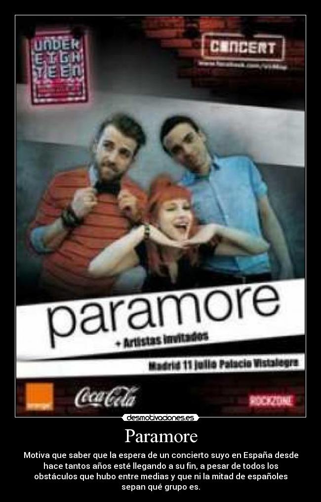 carteles paramore concierto espana obstaculo espera motiva desmotivaciones