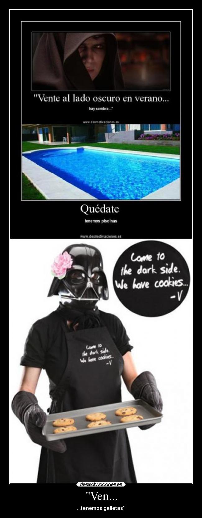 carteles darth vader galletas lado oscuro anakin desmotivaciones