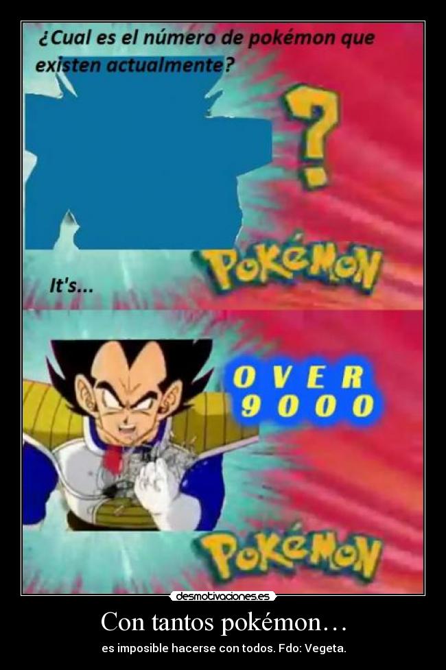 carteles pokemon vegeta its over nine thousand desmotivaciones