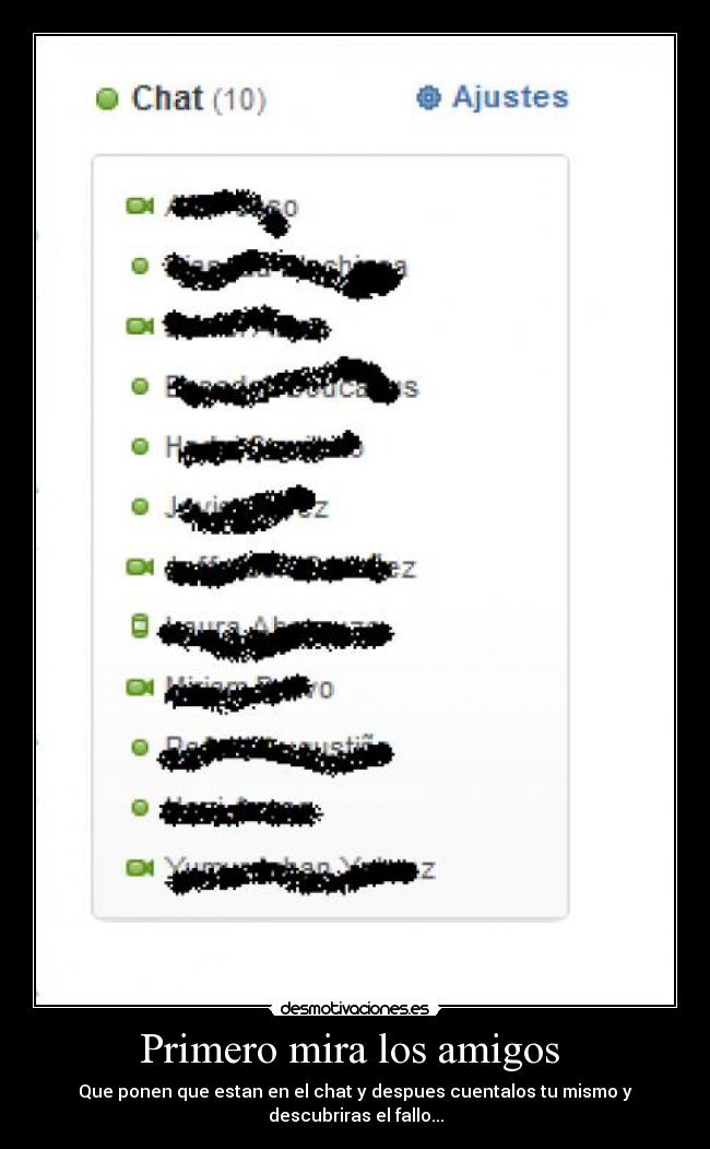 Primero mira los amigos  - Que ponen que estan en el chat y despues cuentalos tu mismo y descubriras el fallo...