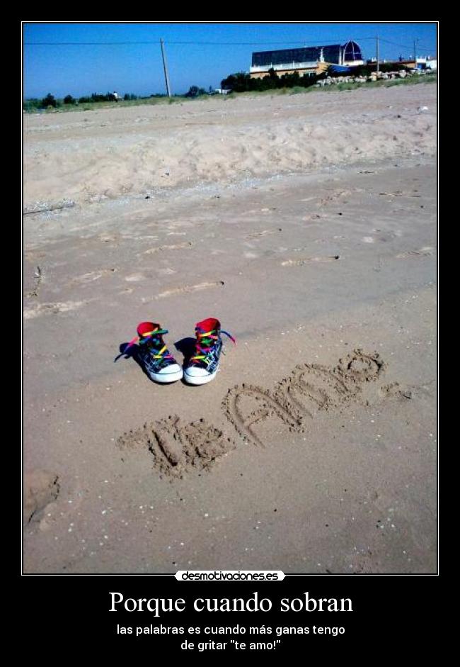 Porque cuando sobran - las palabras es cuando más ganas tengo
de gritar te amo!