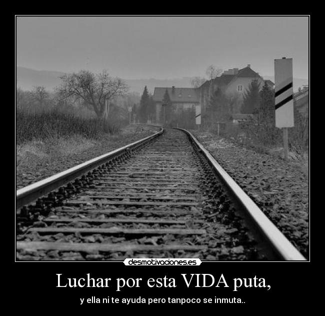 Luchar por esta VIDA puta, - y ella ni te ayuda pero tanpoco se inmuta..