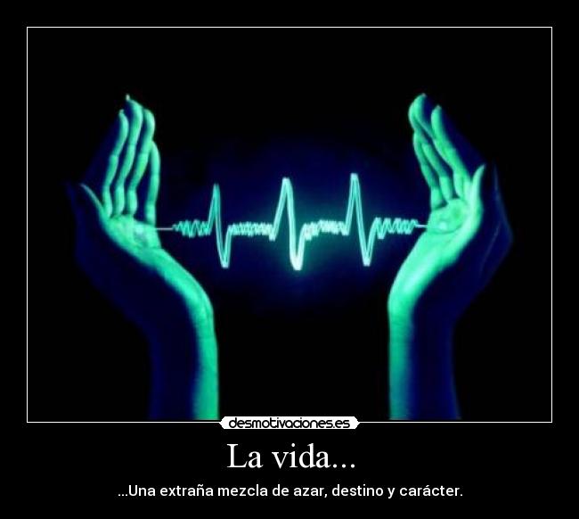 La vida... - ...Una extraña mezcla de azar, destino y carácter.