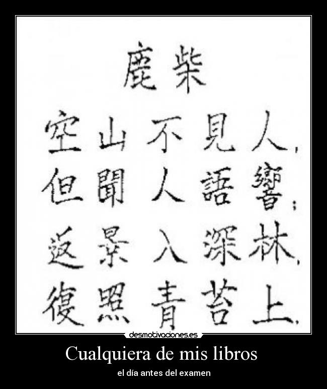 Cualquiera de mis libros  - el día antes del examen