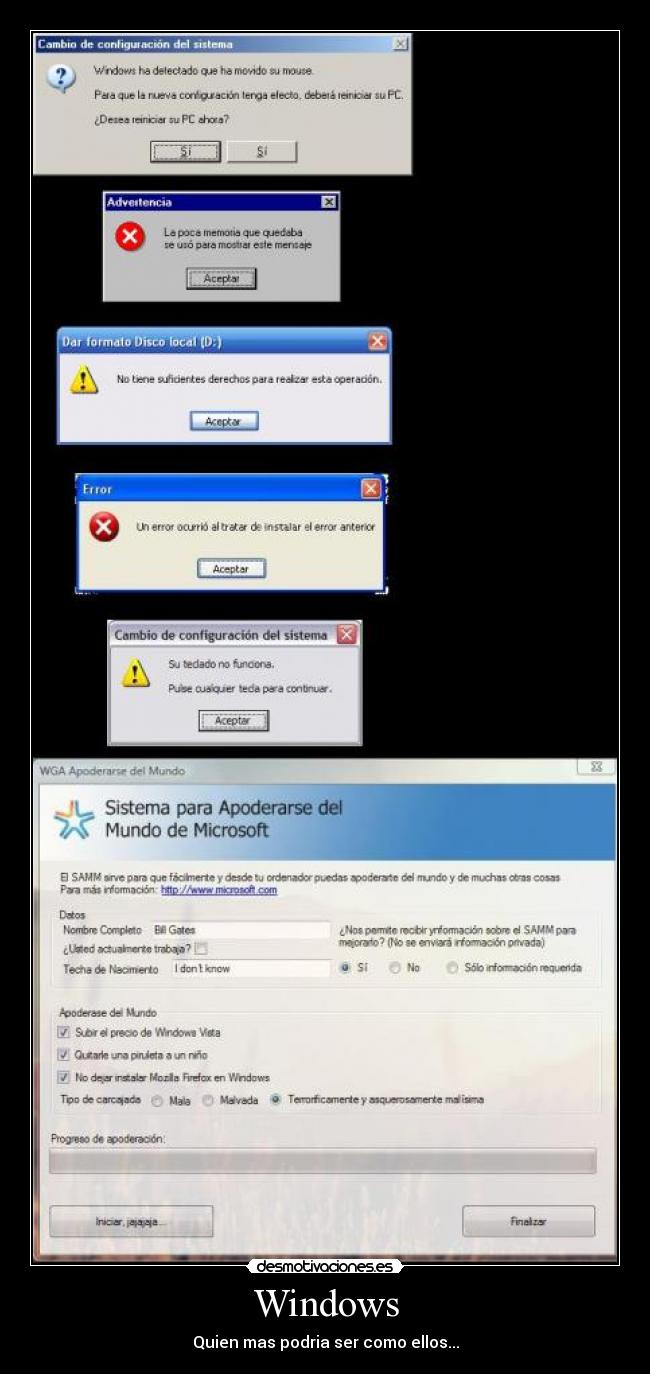 carteles windows desmotivaciones