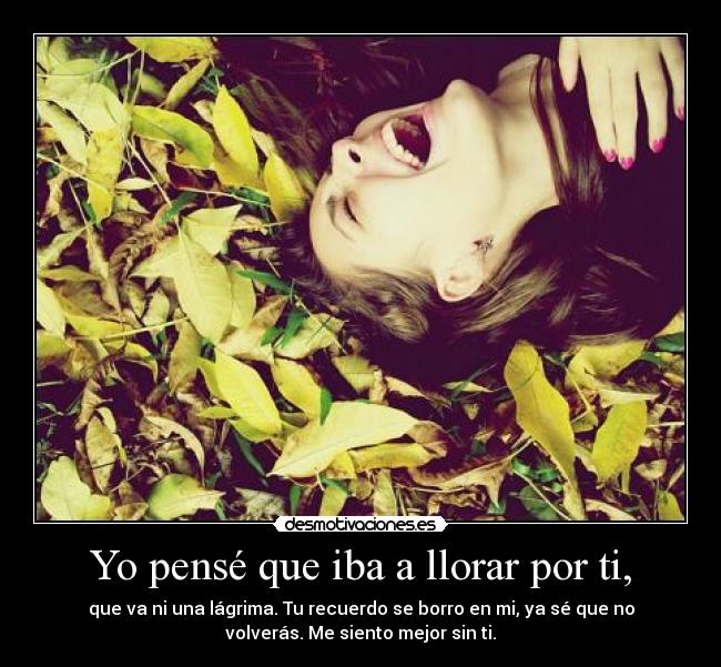 Yo pensé que iba a llorar por ti, -