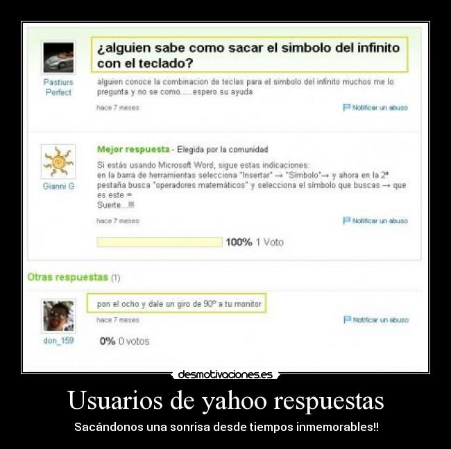 Usuarios de yahoo respuestas - Sacándonos una sonrisa desde tiempos inmemorables!!