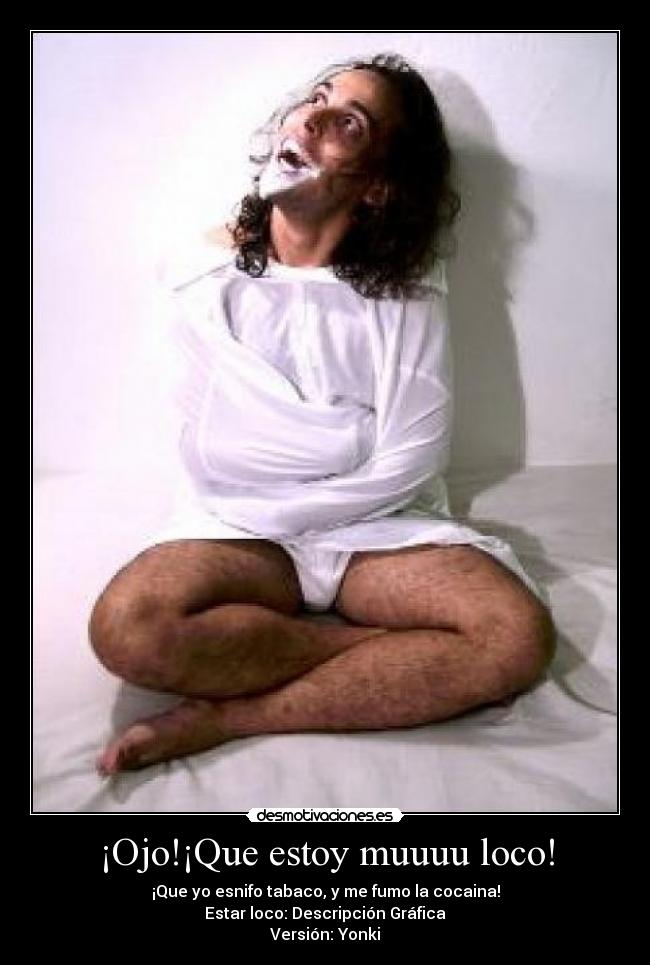 ¡Ojo!¡Que estoy muuuu loco! - ¡Que yo esnifo tabaco, y me fumo la cocaina!
Estar loco: Descripción Gráfica
Versión: Yonki