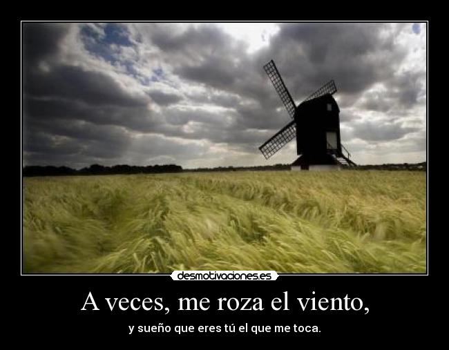 A veces, me roza el viento, - y sueño que eres tú el que me toca.