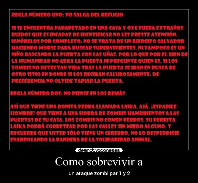 Como sobrevivir a - un ataque zombi par 1 y 2