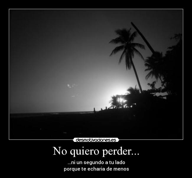 No quiero perder... - ...ni un segundo a tu lado
porque te echaria de menos