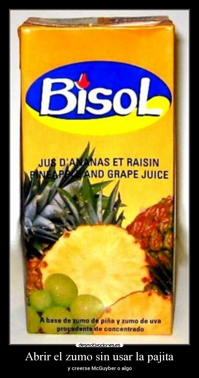 Abrir el zumo sin usar la pajita -