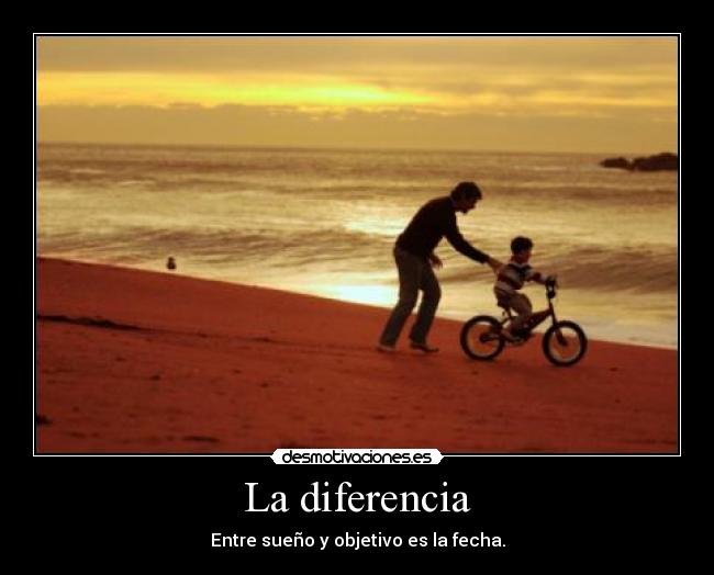 La diferencia - Entre sueño y objetivo es la fecha.