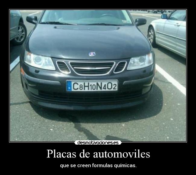Placas de automoviles - que se creen formulas químicas.