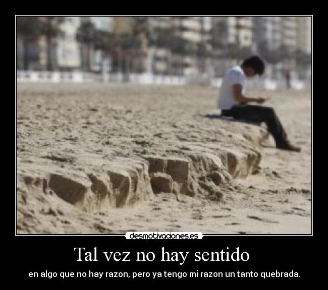 Tal vez no hay sentido - en algo que no hay razon, pero ya tengo mi razon un tanto quebrada.